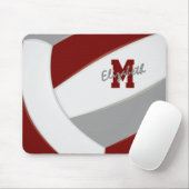 maroon grijs teamkleuren gepersonaliseerd volleyba muismat (Met muis)