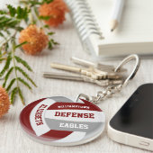 maroon grijs teamkleuren gepersonaliseerd volleyba sleutelhanger (Voorkant Rechts)