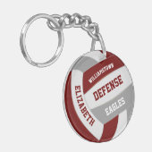 maroon grijs teamkleuren gepersonaliseerd volleyba sleutelhanger (Voorkant Links)