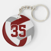 maroon grijs teamkleuren gepersonaliseerd volleyba sleutelhanger (Achterkant)