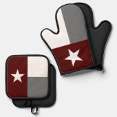 Maroon & Grijs Texas State Flag Ovenwant & Pannenlap Set (Voorkant / Achterkant)