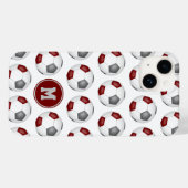 Maroon grijs voetballen patroon monogram Case-Mate iPhone case (Achterkant (horizontaal))
