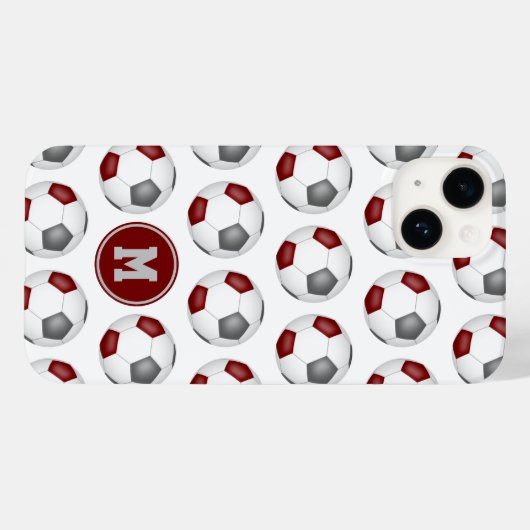 Maroon grijs voetballen patroon monogram Case-Mate iPhone case (Achterkant (horizontaal))