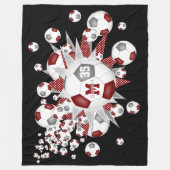 maroon grijs voetballen sterren meisjes naam fleece deken (Voorkant)
