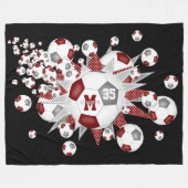 maroon grijs voetballen sterren meisjes naam fleece deken (Voorkant (Horizontaal))