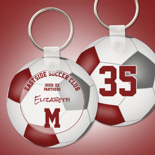 Maroon grijs voetbalteam geschenken kinder sporten sleutelhanger