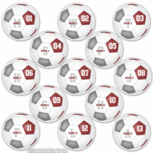 maroon grijs voetbalteam kleuren 13 op maat sticker