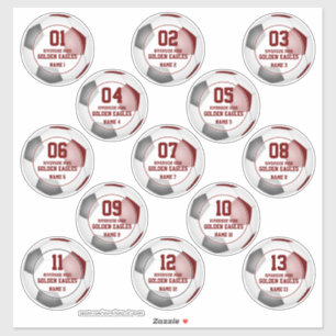 maroon grijs voetbalteam kleuren ingesteld op 13 a sticker