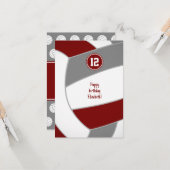 Maroon grijs volleybal verjaardag of gefeliciteerd kaart (Voorkant / Achterkant in situ)