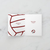 Maroon grijs volleybal verjaardag of gefeliciteerd kaart (Binnen)