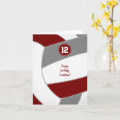 Maroon grijs volleybal verjaardag of gefeliciteerd kaart (Gele Bloem)