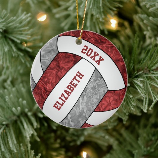 maroon grijs wit - sportief volleybal keramisch ornament (Boom)