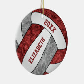 maroon grijs wit - sportief volleybal keramisch ornament (Rechts)
