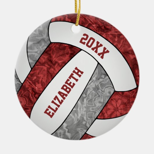 maroon grijs wit - sportief volleybal keramisch ornament (Voorkant)