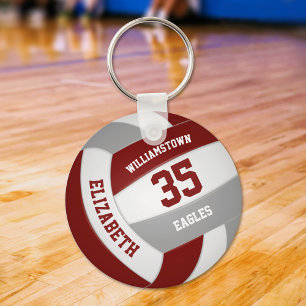 maroon grijze jongens team kleuren volleyball sleutelhanger