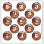 maroon grijze set van 13 basketbal jongens sticker (Vel)