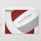 maroon grijze volleybaljongens verjaardagsfeestje kaart (Voorkant)