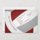 maroon grijze volleybaljongens verjaardagsfeestje kaart (Achterkant)