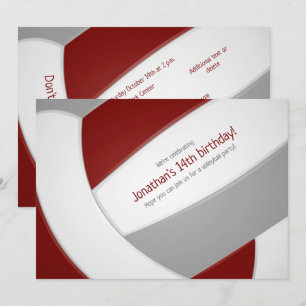 maroon grijze volleybaljongens verjaardagsfeestje kaart