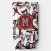 Maroon grijze volleyballen patroon een speler mono seltzer blikjeskoeler (Achterkant)