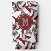 Maroon grijze volleyballen patroon een speler mono seltzer blikjeskoeler (Voorkant)