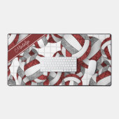 Maroon grijze volleyballen patroon gepersonaliseer bureaumat (Keyboard & Muis)