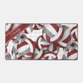 Maroon grijze volleyballen patroon gepersonaliseer bureaumat (Voorkant)