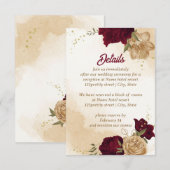 Maroon groen beige goud botanisch informatiekaartje (Voorkant / Achterkant)