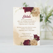 Maroon groen beige goud botanisch informatiekaartje (Staand voorkant)