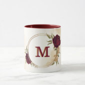 Maroon groen beige goud botanisch mok (Midden)