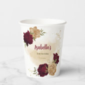 Maroon groen beige goud botanisch papieren bekers (Achterkant)
