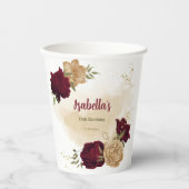 Maroon groen beige goud botanisch papieren bekers (Voorkant)