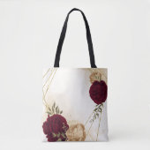 Maroon groen beige goud botanisch tote bag (Voorkant)