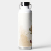 Maroon groen beige goud botanisch waterfles (Voorkant)