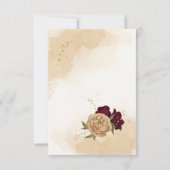 Maroon groen beige goud botanische bruiloft bedankkaart (Achterkant)