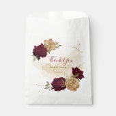 Maroon groen beige goud botanische bruiloft bedankzakje (Voorkant)
