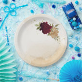 Maroon groen beige goud botanische bruiloft papieren bordje (Feest)