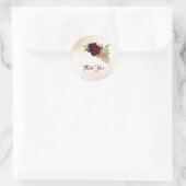 Maroon groen beige goud botanische bruiloft ronde sticker (Tas)