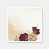 Maroon groen beige goud botanische bruiloft servet (Voorkant)