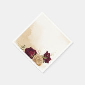 Maroon groen beige goud botanische bruiloft servet (Hoek)