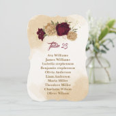 Maroon groen beige goud botanische zitplaatsen gra kaart (Staand voorkant)