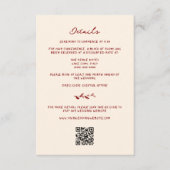 Maroon Hand getrokken bruiloft details Informatiekaartje (Voorkant)