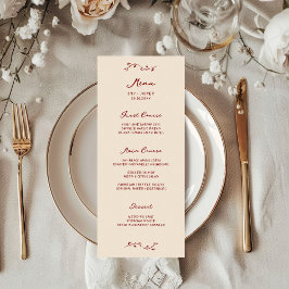 Maroon Handgeschreven Wedding Menu