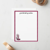 Maroon Hart Patroon Laars Notitiekaartje (Voorkant / Achterkant in situ)