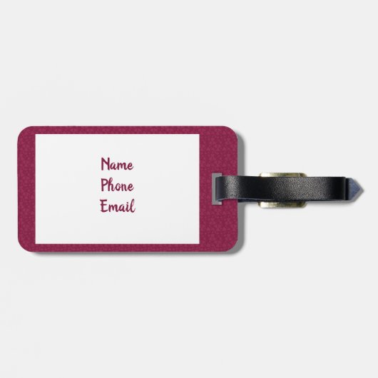 Maroon Heart Patterned Boot Bagagelabel (Achterkant horizontaal)