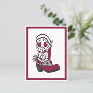 Maroon Heart Patterned Boot Briefkaart