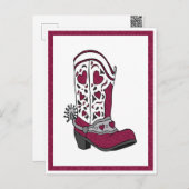 Maroon Heart Patterned Boot Briefkaart (Voorkant / Achterkant)