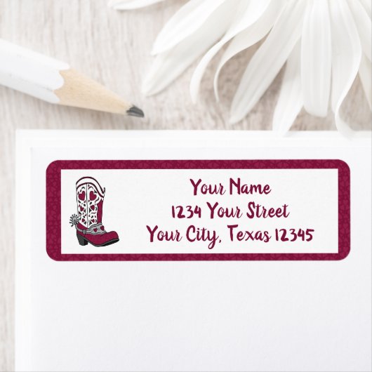 Maroon Heart Patterned Boot Etiket (Insitu)