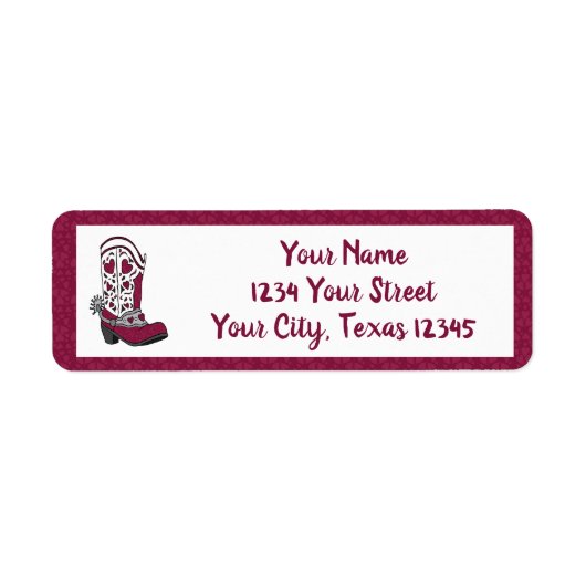 Maroon Heart Patterned Boot Etiket (Voorkant)