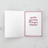 Maroon Heart Patterned Boot Feestdagen Kaart (Binnen)